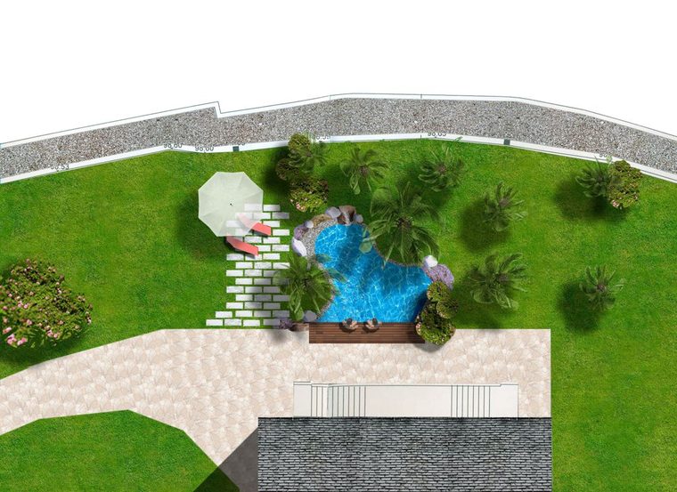 Studio di fattibilità per una piscina privata con sistemazioni esterne, via dei Pini.