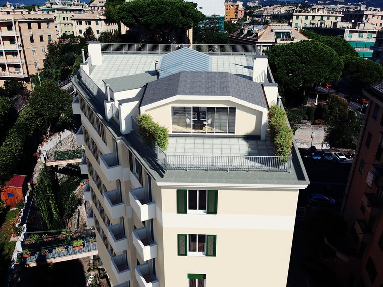 Ampliamento in sopraelevazione con creazione di un appartamento duplex, via Righetti.